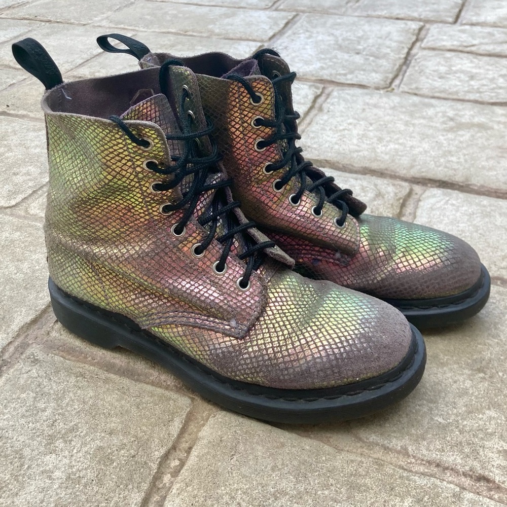 Doc Martens Snakeskin Iridescent Boots RARE Size 8.5